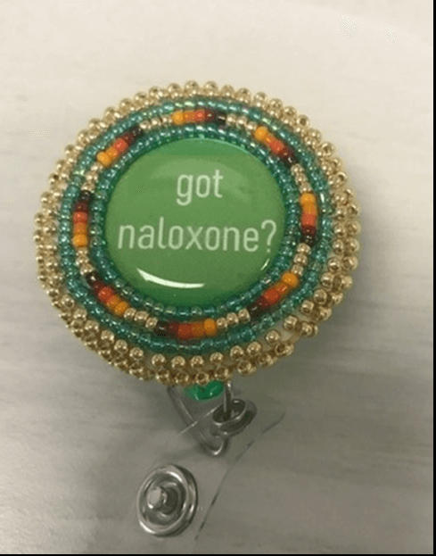 Pin with message 'Got Naloxone?'